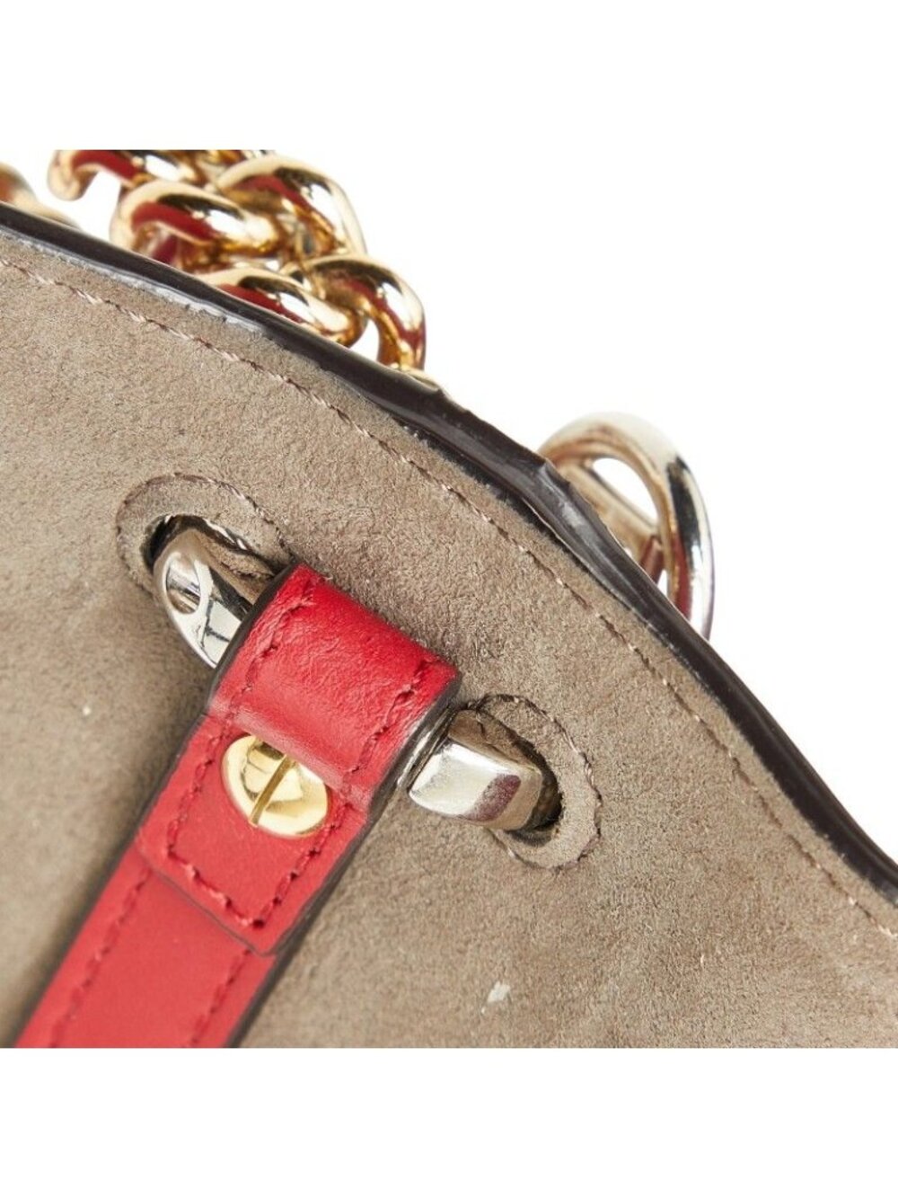 Fendi Mini Canai Chain Shoulder Bag Red Leather - Picture 9 of 10